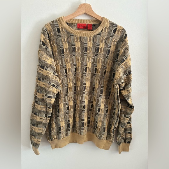 Vintage J Simon 3D Knit Sweater Medium Y2K 90s Grandpa Cosby - Picture 1 of 6